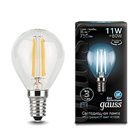Лампа Gauss Filament Шар 11W 750lm 4100К Е14 LED 105801211